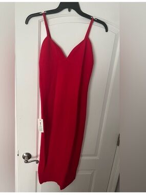 NWT. Red Bardot midi dress.